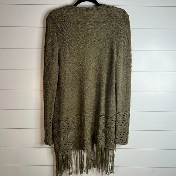 Michael Kors‎ Green Long Sleeved Open Cardigan Fringe Sweater. Size Medium. NWT. - Picture 3 of 9
